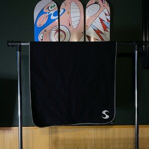 Black S Logo quick dry towel with Contrasting Edge synergy